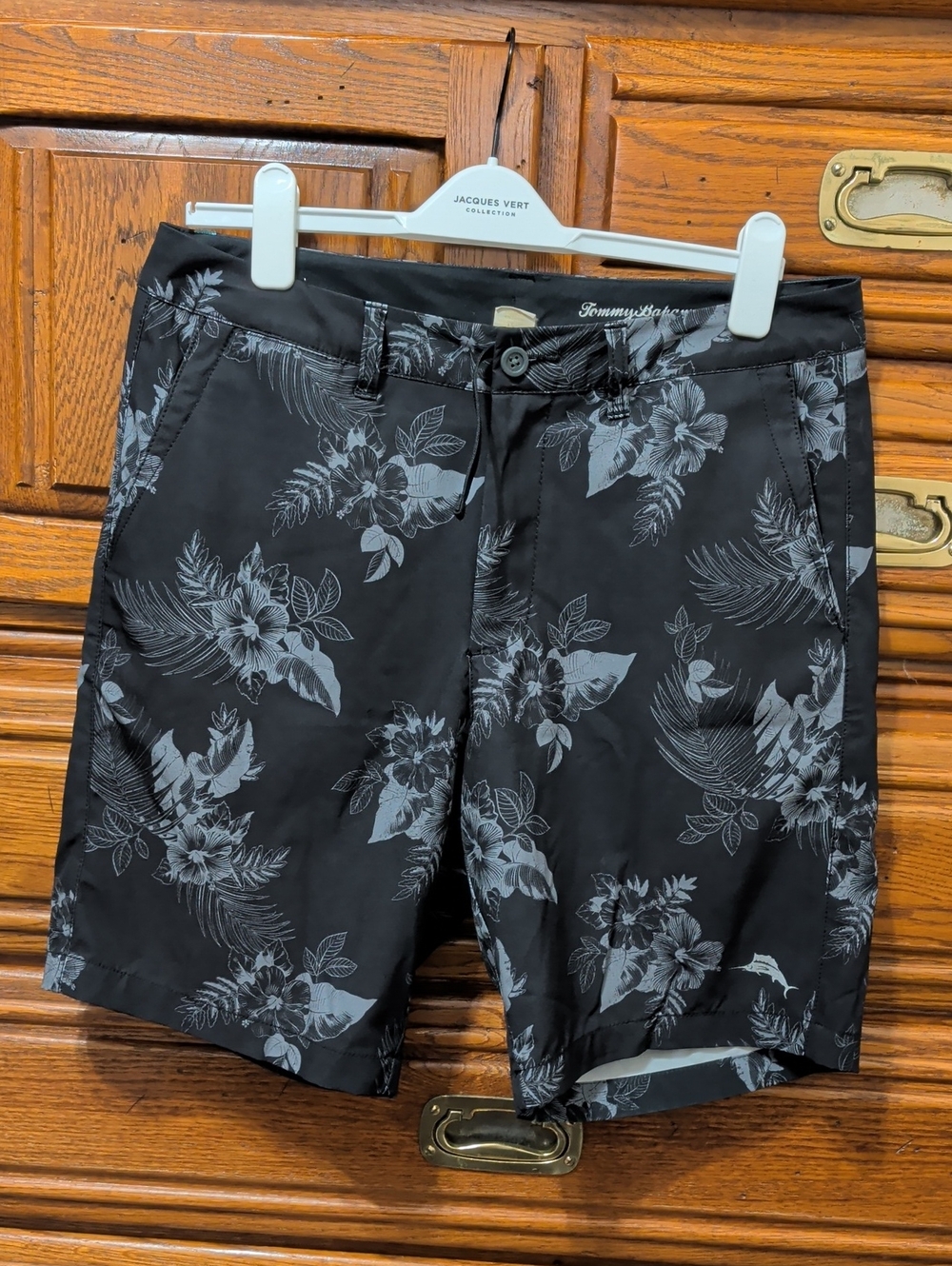 Men's Tommy Bahama Black & Gray Floral Swim Shorts